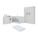 Ver imagem 1 de Quarto de Bebê Completo com Berço Americano 3 em 1 Colchão Doçura Multimóveis Mp4662 Branco
