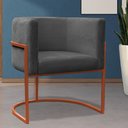 Ver imagem 2 de Kit 2 Poltrona Reforçadas Decorativa Sala de Estar Carla Base Ferro Bronze Suede Cor Cinza