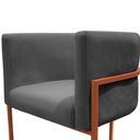 Ver imagem 4 de Kit 2 Poltrona Reforçadas Decorativa Sala de Estar Carla Base Ferro Bronze Suede Cor Cinza
