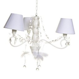 Lustre 3L Haste Madeira E Bailarinas Brancas Quarto Bebê Infantil Menina - 1