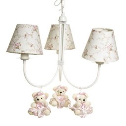 Lustre 3L Ariel Com 3 Ursinhas De Tiara Quarto Bebê Infantil Menina - 1