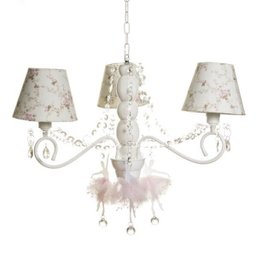 Lustre 3L Haste Madeira E Bailarinas Rosa Quarto Bebê Infantil Menina - 1