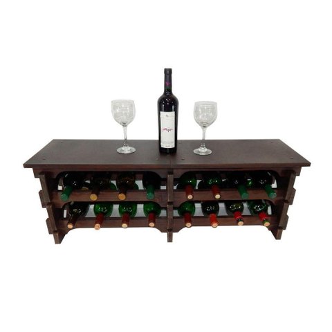 Adega Vinho Madeira 16 Garrafas Cor Imbuia C08 Cevey Adegas e Artesanatos