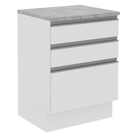 Balcão Glamy Branco 3 Gavetas Madesa