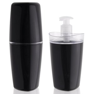 Conjunto Para Banheiro Preto 2 Peças Suporte De Escova Sabão