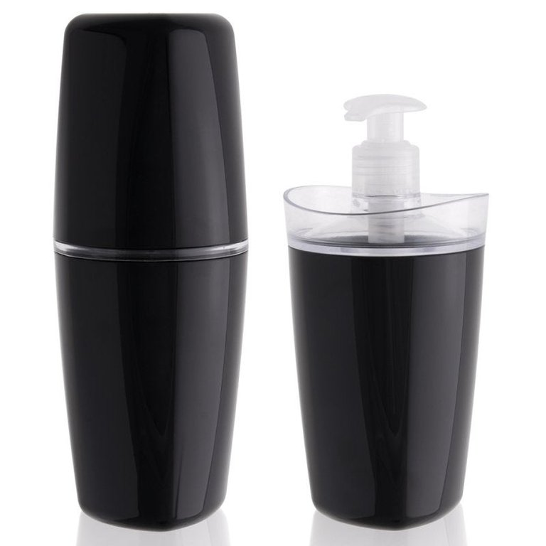 Conjunto Para Banheiro Preto 2 Peças Suporte De Escova Sabão