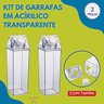 Kit 2 Garrafas em Acrílico Transparente 1l Cada Multiuso sem Bpa Tipo Caixa Leite Suco Agua C/ Tampa - 5