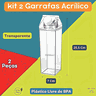 Kit 2 Garrafas em Acrílico Transparente 1l Cada Multiuso sem Bpa Tipo Caixa Leite Suco Agua C/ Tampa - 4