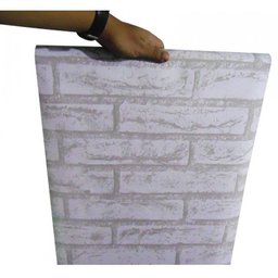 Papel de Parede Auto Adesivo Kit 10 Unid Tijolo Pedra Marmore - Tijolo Branco - 4