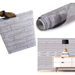 Papel de Parede Auto Adesivo Kit 10 Unid Tijolo Pedra Marmore - Tijolo Branco - 1