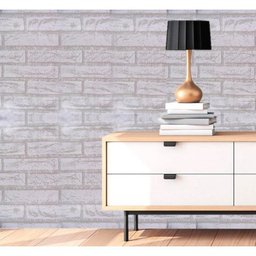 Papel de Parede Auto Adesivo Kit 10 Unid Tijolo Pedra Marmore - Tijolo Branco - 5