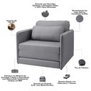 Ver imagem 4 de Poltrona Cama Solteiro Retrátil 1 Lugar 102cm Zora K01 Linho Soft Grafite - Lyam Decor