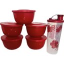 Ver imagem 1 de Tupperware Kit 6 Peças Copo com Bico 470ml e Potinhos 400ml Vermelho Kit 6 Peças Copo com Bico 470ml