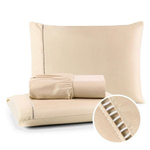 Kit Roupa de Cama 400 Fios Queen 3 Peças Toque de Cetim Cor:palha
