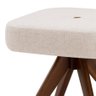 Puff Dan C/ Pés de Madeira Linho Estampado Bege OOL Linho Estampado Bege Braier Móveis - 2