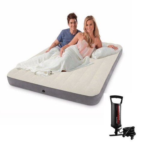 Colchão Inflável Queen Casal Dura Beam Fiber Tech Com Bomba de Encher Intex