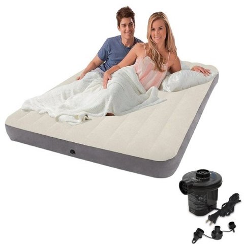Colchão Inflável Queen Casal Dura Beam Fiber Tech Com Bomba Elétrica Intex - 110v
