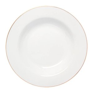 Prato Fundo de Porcelana Branco Fio de Ouro Royal 22cm - Hauskraft