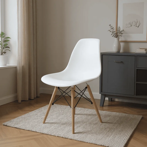 Cadeira para Sala de Jantar Eiffel Eames Branco Base Madeira R02 D'rossi
