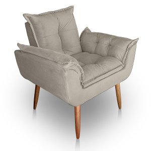 Poltrona para Sala e Quarto Decorativa Opala Suede Bege
