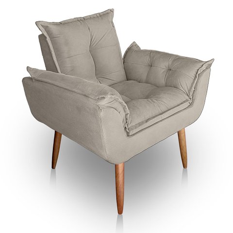 Poltrona para Sala e Quarto Decorativa Opala Suede Bege