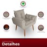 Poltrona para Sala e Quarto Decorativa Opala Suede Bege - 3