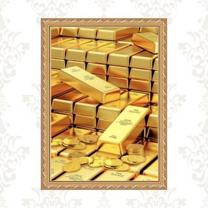 Quadro Moldura Dourada Arquétipo Riqueza - Ouro 45x34cm:com Vidro