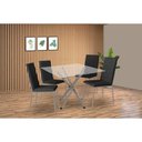 Ver imagem 1 de Conjunto: Mesa de Cozinha Volga C/ Tampo de Vidro 90cm e 4 Cadeiras Amsterdã Niquel - Courano Preto