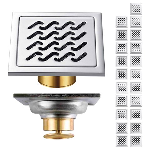 Ralo Aço Inox Anti Odor Kit 21 Uni 10x10 Anti Quintal Banheiro Varanda Inseto Lavabo Lavanderia Higi