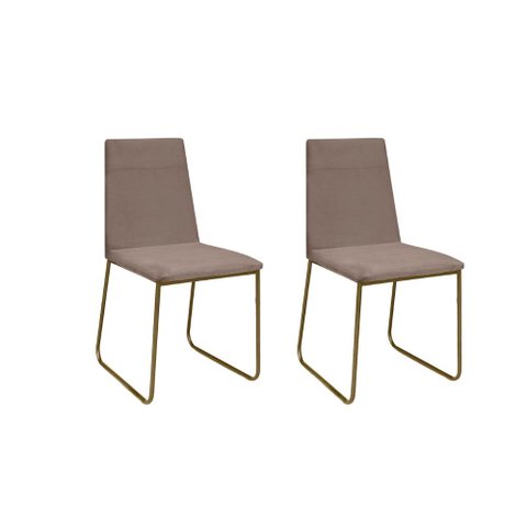Kit 2 Cadeiras de Jantar Cozinha Industrial Lexa Veludo - Élpis Móveis - Capuccino - Dourada