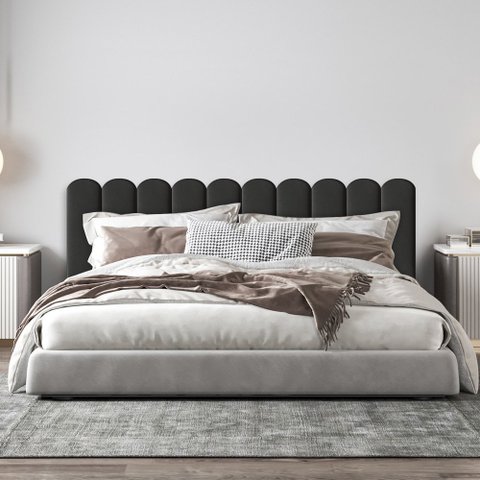 Cabeceira Modulada Estofada Adesiva Nuvem 1 Módulo 60x20cm Preto