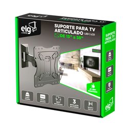 Suporte Articulado para Tv, Elg, Full20, para Tvs de 15" a 58", Inclinação, Ajuste de Nível, Preto - 5