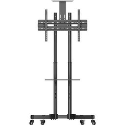 Pedestal de Chão C/Sup para Vídeo Conferência, Prateleira, Rodízios - TVs de 32 a 65" - Preto - A06 - 5