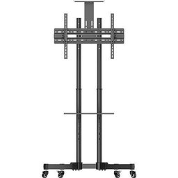 Pedestal de Chão C/Sup para Vídeo Conferência, Prateleira, Rodízios - TVs de 32 a 65" - Preto - A06 - 8