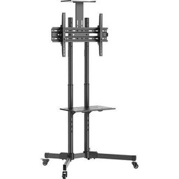 Pedestal de Chão C/Sup para Vídeo Conferência, Prateleira, Rodízios - TVs de 32 a 65" - Preto - A06 - 9