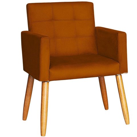 Poltrona Decorativa para Sala de Espera Comercial Tecido Suede Base de Madeira Pés Palito