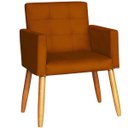 Ver imagem 1 de Poltrona Decorativa para Sala de Espera Comercial Tecido Suede Base de Madeira Pés Palito
