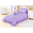 Ver imagem 2 de Colcha / Cobre Leito Cama Solteiro Menina com Borboletas na cor Lilas com 03 peças em Microfibra