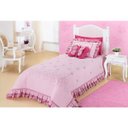 Ver imagem 1 de Colcha / Cobre Leito Cama Solteiro Menina com Borboletas na cor Rosa com 03 peças em Microfibra - Co