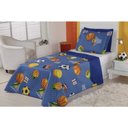 Ver imagem 2 de Colcha Infantil Futebol Para Cama De Solteiro Azul 2 Peças