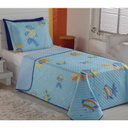 Ver imagem 6 de Cobre Leito Solteiro Oceano Dupla Face Estampado 02 Peças - Azul