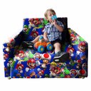 Ver imagem 4 de Poltrona Sofa Dois Lugares Infantil Dino Reforçada Quarto Sala Mario Azul