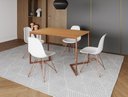 Ver imagem 1 de Mesa Industrial Base Ferro Cobre em V Tampo 137x90 Canela 4 Cadeiras Eames Assento Branco Ferro Co