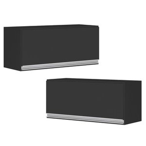 Kit 02 Armários Aéreo Multiuso 60cm Basculante Preto Fosco