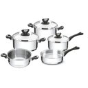 Ver imagem 1 de Jogo De Panelas Aço Inox Com Fundo Triplo 5 Peças Solar baquelite Tramontina