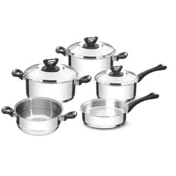 Jogo De Panelas Aço Inox Com Fundo Triplo 5 Peças Solar baquelite Tramontina - 1