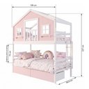 Ver imagem 3 de Beliche Infantil Casinha Dos Sonhos com Varanda 02 Gavetas Rosa Madeira Maciça Rosa/ Branco