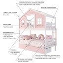 Ver imagem 4 de Beliche Infantil Casinha Dos Sonhos com Varanda 02 Gavetas Rosa Madeira Maciça Rosa/ Branco