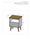 Ver imagem 2 de Mesa Cabeceira Cancun Pés Palito Pinus Tampo Chanfrado:Offwhite/Naturale