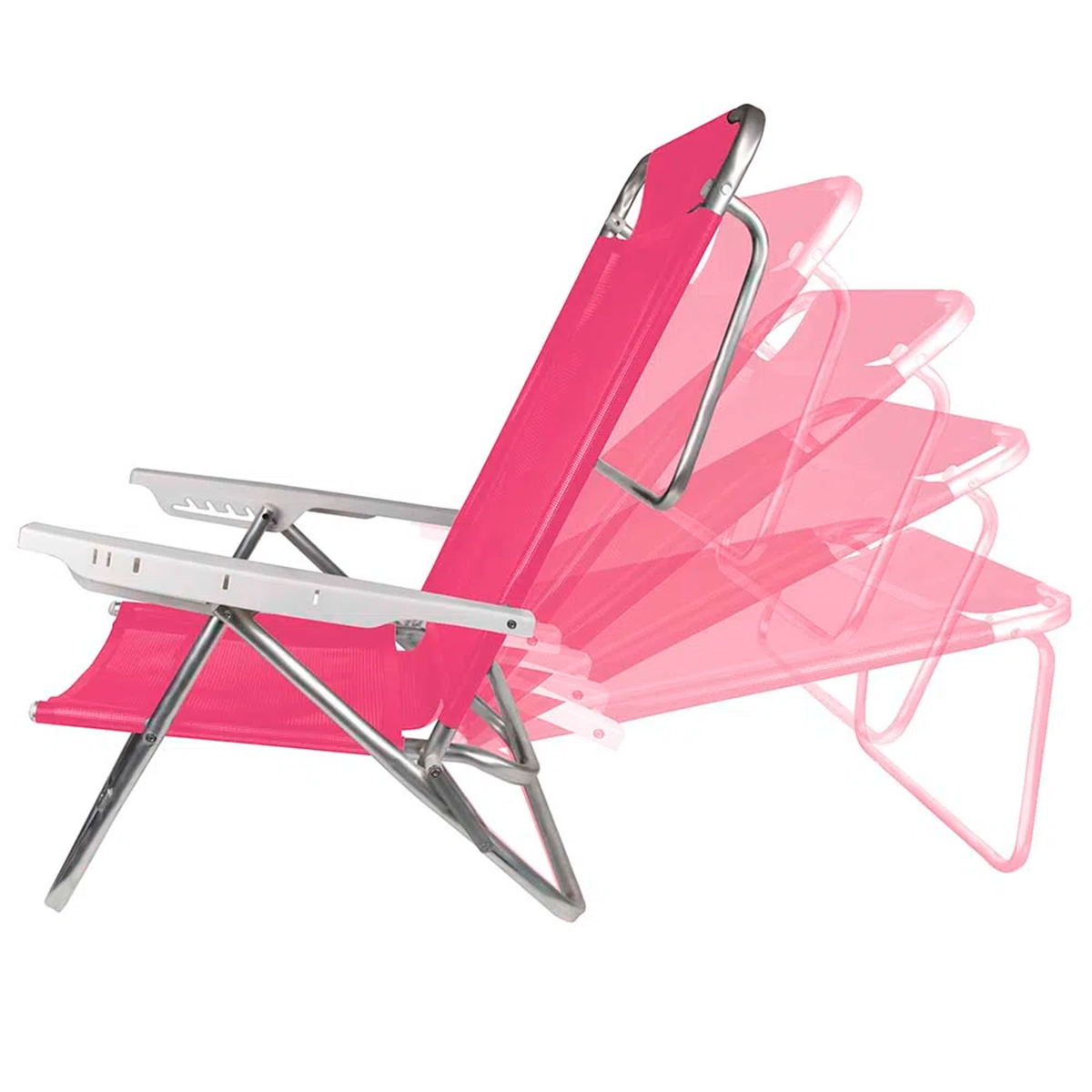 Cadeira De Praia Reclinável Mor Summer Pink 6 Posições - 3